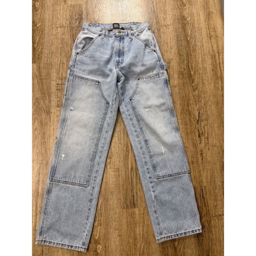 BDG Urban Outfitters High Rise Carpenter Jeans Light Wash Blue 26 Double Knee